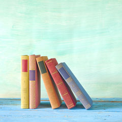 books on a blue board