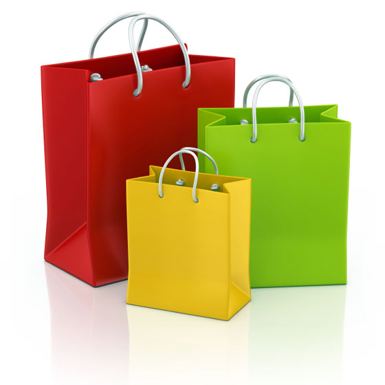 three colorful shopping bags