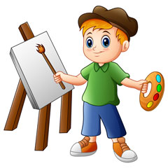 young artist ready to paint a picture